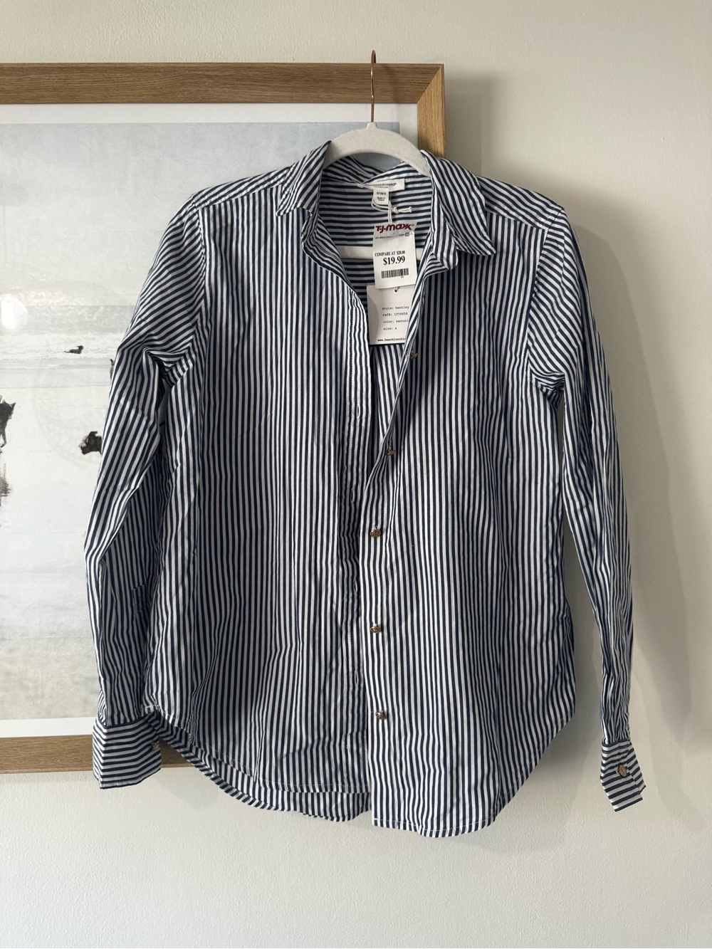 Navy and White Striped Button-Down Shirt